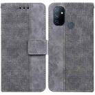 For OnePlus Nord N100 Geometric Embossed Leather Phone Case(Grey) - 1