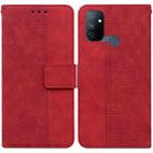 For OnePlus Nord N100 Geometric Embossed Leather Phone Case(Red) - 1