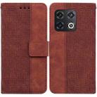 For OnePlus 10 Pro 5G Geometric Embossed Leather Phone Case(Brown) - 1