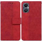 For OnePlus Nord N20 5G Geometric Embossed Leather Phone Case(Red) - 1