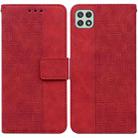For Samsung Galaxy A22 5G Geometric Embossed Leather Phone Case(Red) - 1