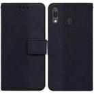 For Samsung Galaxy A20 / A30 Geometric Embossed Leather Phone Case(Black) - 1