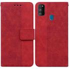 For Samsung Galaxy M30s / M21 Geometric Embossed Leather Phone Case(Red) - 1