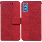 For Samsung Galaxy M52 5G Geometric Embossed Leather Phone Case(Red) - 1