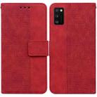 For Samsung Galaxy A41 Geometric Embossed Leather Phone Case(Red) - 1
