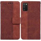 For Samsung Galaxy A02s 166.5mm EU Version Geometric Embossed Leather Phone Case(Brown) - 1
