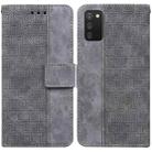 For Samsung Galaxy A02s 166.5mm EU Version Geometric Embossed Leather Phone Case(Grey) - 1