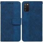 For Samsung Galaxy A02s 166.5mm EU Version Geometric Embossed Leather Phone Case(Blue) - 1