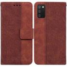For Samsung Galaxy A03s 164.2mm US Version Geometric Embossed Leather Phone Case(Brown) - 1
