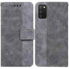 For Samsung Galaxy A03s 164.2mm US Version Geometric Embossed Leather Phone Case(Grey) - 1