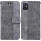 For Samsung Galaxy A51 Geometric Embossed Leather Phone Case(Grey) - 1