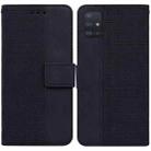 For Samsung Galaxy A71 Geometric Embossed Leather Phone Case(Black) - 1