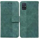 For Samsung Galaxy A71 5G Geometric Embossed Leather Phone Case(Green) - 1