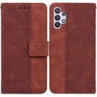 For Samsung Galaxy A32 4G Geometric Embossed Leather Phone Case(Brown) - 1