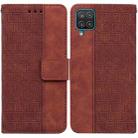 For Samsung Galaxy F22 4G Geometric Embossed Leather Phone Case(Brown) - 1