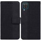 For Samsung Galaxy F22 4G Geometric Embossed Leather Phone Case(Black) - 1