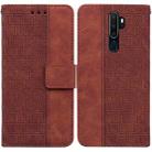 For OPPO A9 2020 / A5 2020 / A11X Geometric Embossed Leather Phone Case(Brown) - 1