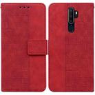 For OPPO A9 2020 / A5 2020 / A11X Geometric Embossed Leather Phone Case(Red) - 1