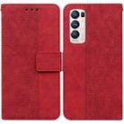 For OPPO Find X3 Neo / Reno5 Pro+ 5G Geometric Embossed Leather Phone Case(Red) - 1
