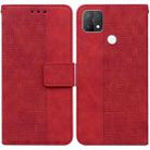 For OPPO A15 / A15s Geometric Embossed Leather Phone Case(Red) - 1