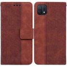 For OPPO A16K Geometric Embossed Leather Phone Case(Brown) - 1