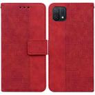 For OPPO A16K Geometric Embossed Leather Phone Case(Red) - 1