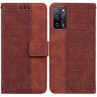 For OPPO A55 5G / A53s 5G Geometric Embossed Leather Phone Case(Brown) - 1