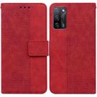 For OPPO A55 5G / A53s 5G Geometric Embossed Leather Phone Case(Red) - 1