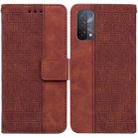 For OPPO A74 5G / A93 5G / A54 5G Geometric Embossed Leather Phone Case(Brown) - 1