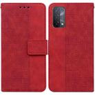 For OPPO A74 5G / A93 5G / A54 5G Geometric Embossed Leather Phone Case(Red) - 1
