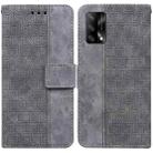 For OPPO A74 4G / F19 4G Geometric Embossed Leather Phone Case(Grey) - 1