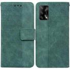 For OPPO A74 4G / F19 4G Geometric Embossed Leather Phone Case(Green) - 1