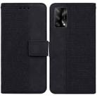 For OPPO A74 4G / F19 4G Geometric Embossed Leather Phone Case(Black) - 1