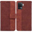 For OPPO A94 4G / F19 Pro / Reno5 F Geometric Embossed Leather Phone Case(Brown) - 1