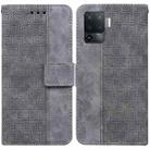 For OPPO A94 4G / F19 Pro / Reno5 F Geometric Embossed Leather Phone Case(Grey) - 1