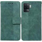 For OPPO A94 4G / F19 Pro / Reno5 F Geometric Embossed Leather Phone Case(Green) - 1