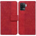 For OPPO A94 4G / F19 Pro / Reno5 F Geometric Embossed Leather Phone Case(Red) - 1