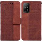 For OPPO A94 5G / F19 Pro+ 5G / Reno5 Z Geometric Embossed Leather Phone Case(Brown) - 1