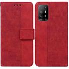 For OPPO A94 5G / F19 Pro+ 5G / Reno5 Z Geometric Embossed Leather Phone Case(Red) - 1