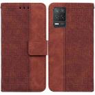 For OPPO Realme 8 5G / Realme V13 5G Geometric Embossed Leather Phone Case(Brown) - 1