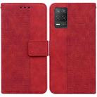 For OPPO Realme 8 5G / Realme V13 5G Geometric Embossed Leather Phone Case(Red) - 1