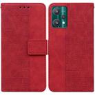 For OPPO Realme 9 Pro Geometric Embossed Leather Phone Case(Red) - 1