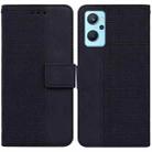 For OPPO Realme 9i / A76 4G / A36 Geometric Embossed Leather Phone Case(Black) - 1