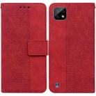 For OPPO Realme C20 / C11 2021 Geometric Embossed Leather Phone Case(Red) - 1