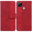 For OPPO Realme C21 Geometric Embossed Leather Phone Case(Red) - 1