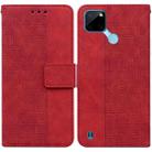 For OPPO Realme C21Y Geometric Embossed Leather Phone Case(Red) - 1