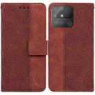 For OPPO Realme Narzo 50A Geometric Embossed Leather Phone Case(Brown) - 1