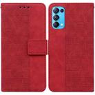 For OPPO Reno5 5G / 4G / Find X3 Lite Geometric Embossed Leather Phone Case(Red) - 1