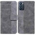 For OPPO Reno6 5G Geometric Embossed Leather Phone Case(Grey) - 1