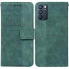 For OPPO Reno6 5G Geometric Embossed Leather Phone Case(Green) - 1